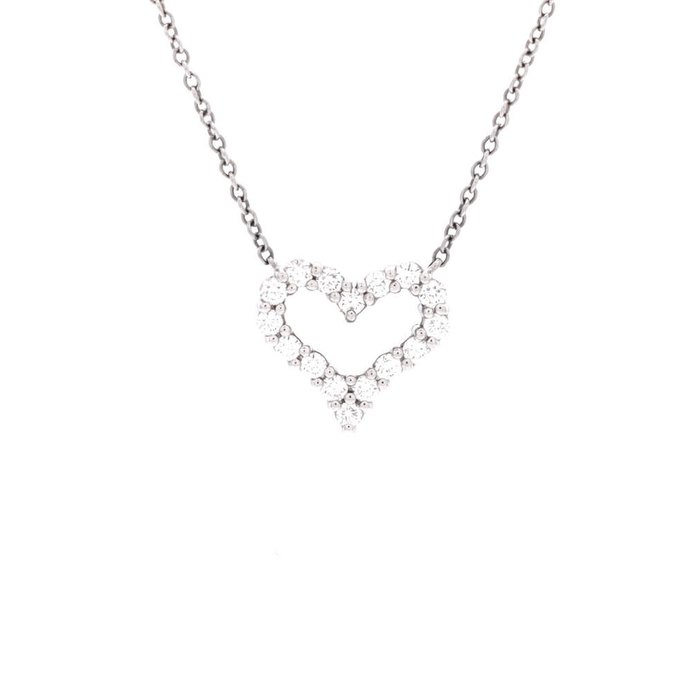 Tiffany & Co. Mini Heart Pendant Necklace Platinum with Diamonds